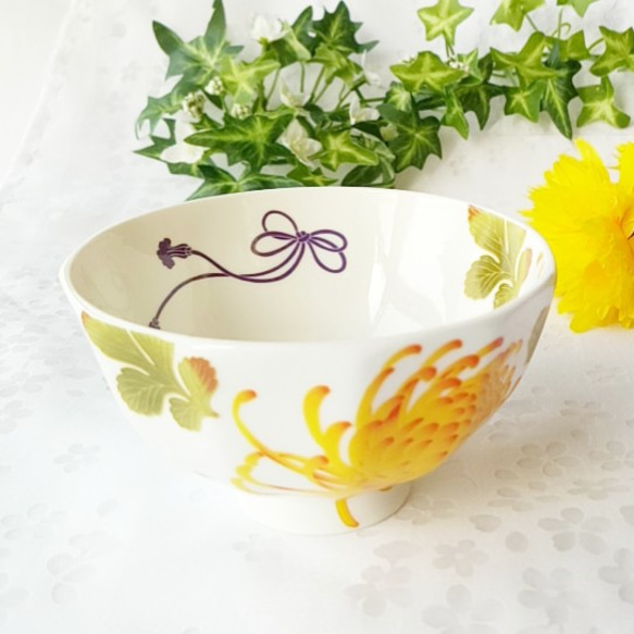 〈限定〉黄菊のボーンチャイナ茶碗 6枚目の画像
