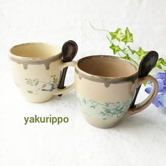 再販・ライトベージュ・シノワズリのマグカップ(茶) 5枚目の画像