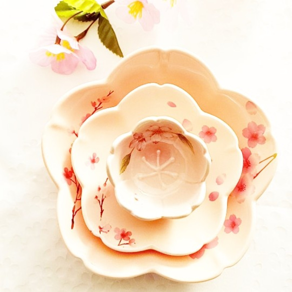 [桜ハンドメイド2021]  桜型中皿（単品） 3枚目の画像