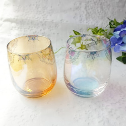 アラビア柄のカップグラス(オーロラアンバー) 5枚目の画像