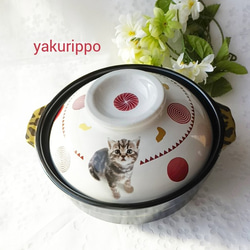 （2021年販）再々販・子猫柄の土鍋19㎝ 1枚目の画像