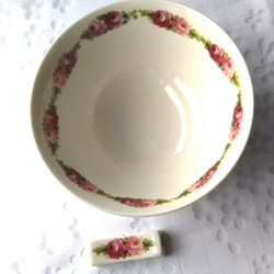 （ローズシリーズ）ゴールドレッド茶碗と箸置きセット 3枚目の画像