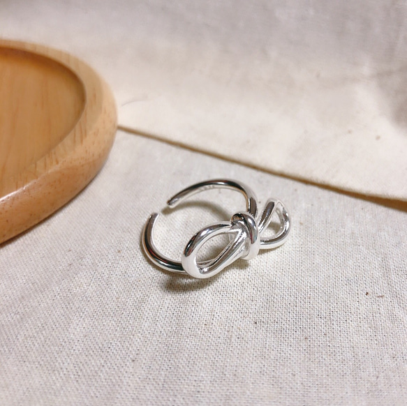J858 S925シルバー指輪　大ぶりリボンリング silver ring 2枚目の画像
