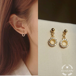 ゴールド CZダイヤサークル ミニピアス ピアス（スタッド・一粒