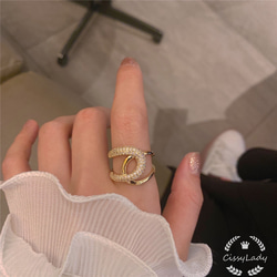 18kgp  インスタ人気　クロス　オーブンリング　指輪　ring 2枚目の画像