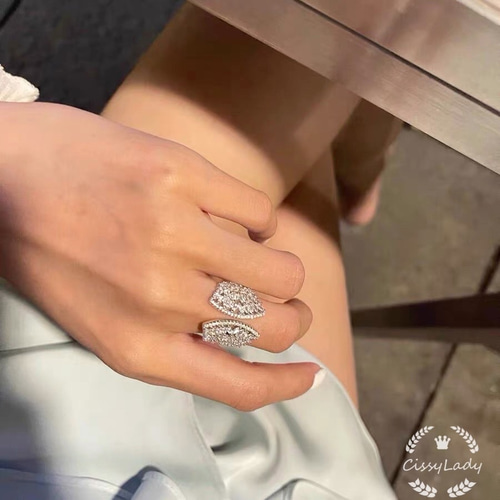 大ぶり シルバー 華奢 扇型形 指輪 リング ring 高品質 指輪