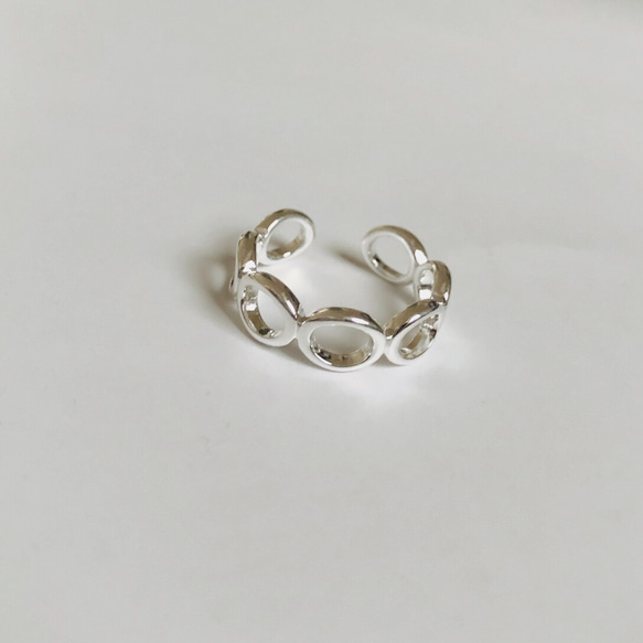 シルバー925 チェーンリング 透かしリング 幾何学模様 メタル