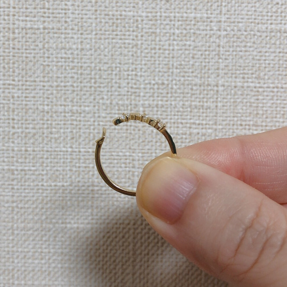 S925純銀製　ゴールド　春のガーデン　ハート　指輪　リング　silver ring 5枚目の画像