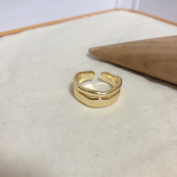 S925 ゴールド　ダブルライン　指輪　リング　ring 2枚目の画像
