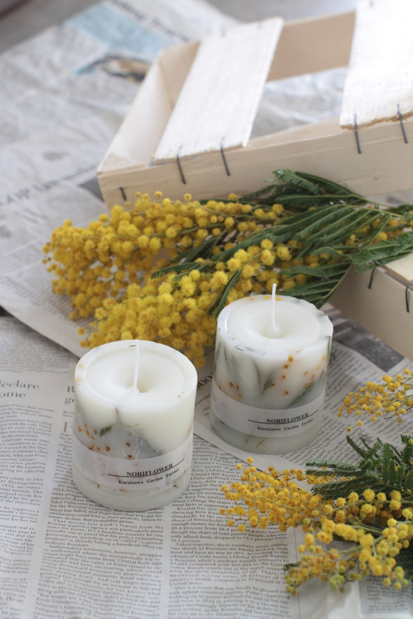 無料ラッピング】ミモザキャンドル特別掲載 ボタニカルキャンドル