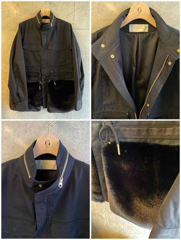 ファー付きミリタリージャケット（ブラック） 10枚目の画像