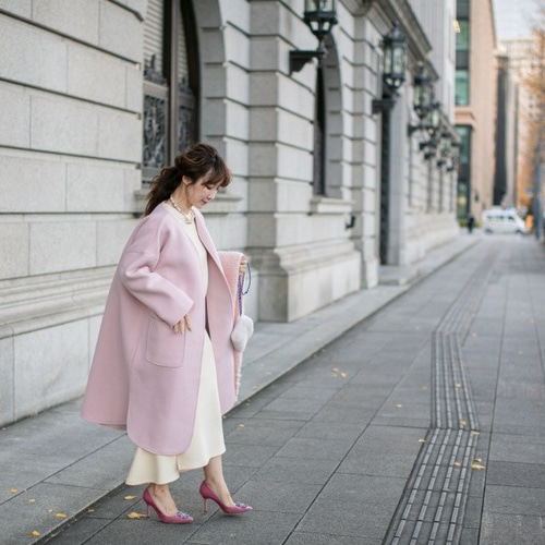 Quatorze mohair switching coat ピンクネイビー Quatorze mohair switching coat ピンクネイビー Vintage