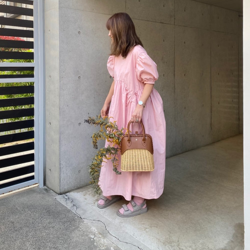 パフスリーブワンピース(ピンク) ワンピース make_ai 通販 9029877
