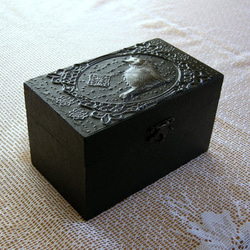 猫のアンティーク風BOX（ブラック） 4枚目の画像