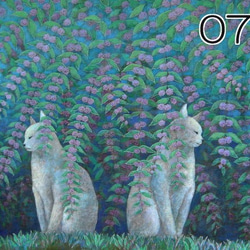 猫のポストカード（猫と花）（あやめ・ミモザ・紫式部・他）（選べる5枚セット） 4枚目の画像