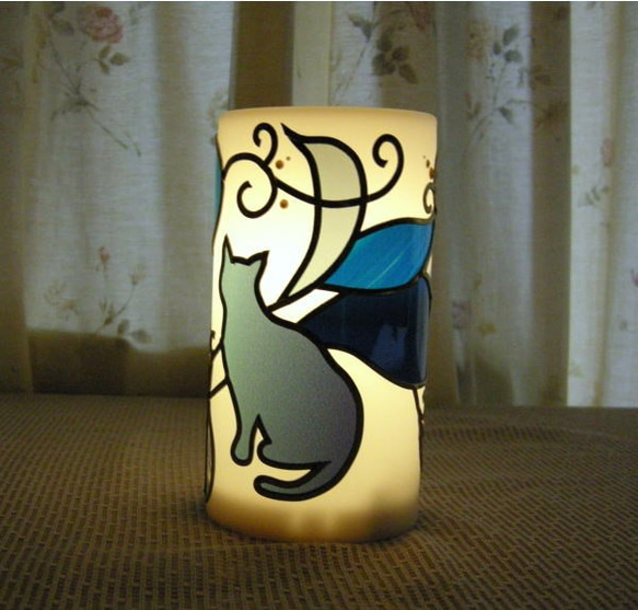 猫さんライト10（ブルー月雲・猫）（名前入り） 2枚目の画像