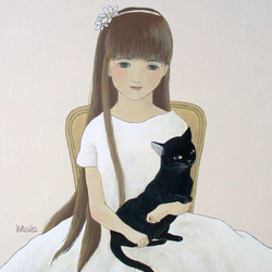 少女と猫 絵画 ねこプラス 通販 298843｜Creema(クリーマ
