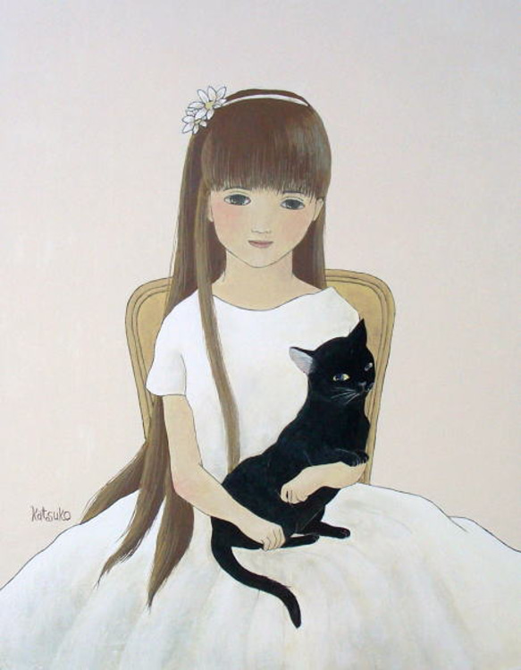 版画 少女と子猫　22/50 Amazon.co.jp: 藤田嗣治 猫と二人の少女 人物画 女の子 子供