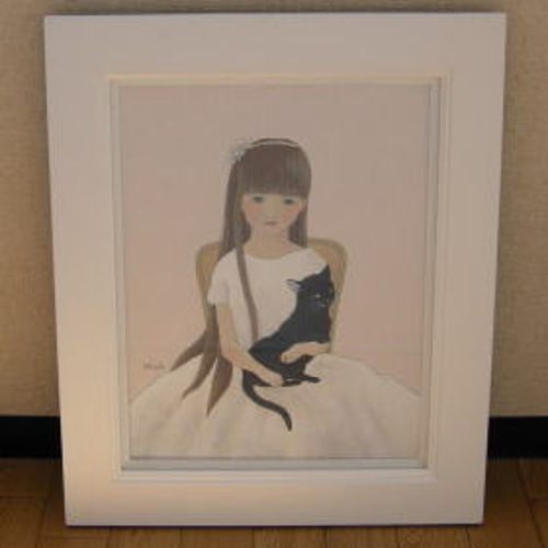 少女と猫 絵画 ねこプラス 通販 298843｜Creema(クリーマ)