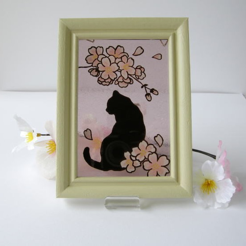 【子猫と桜】アクリル画 F3 風景画 絵画 猫の絵 オンライン ストアホビー・楽器・アート - 【子猫と桜】アクリル