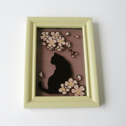 桜と猫のガラス絵 5枚目の画像