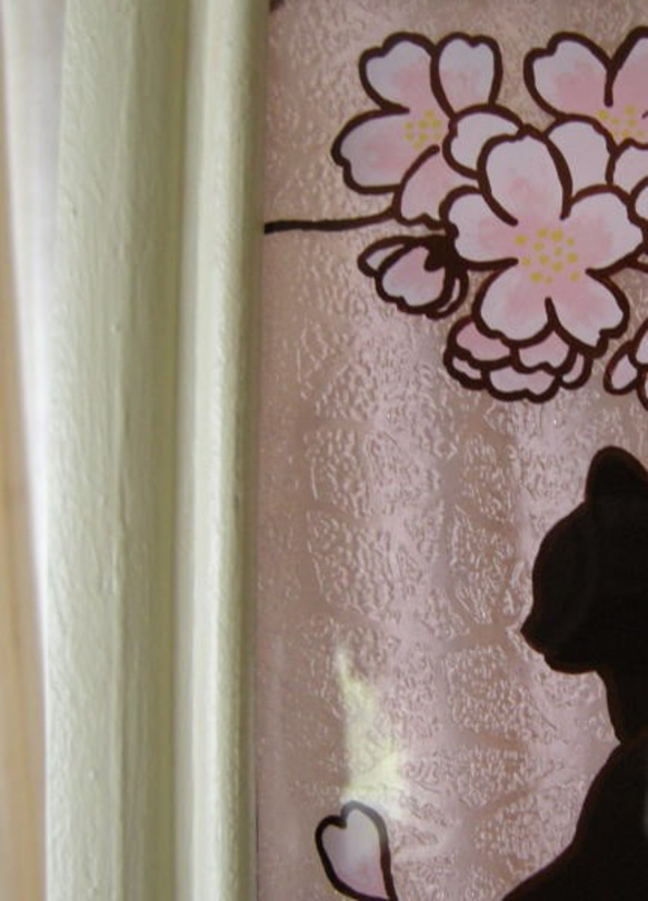 桜と猫のガラス絵 7枚目の画像