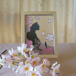 桜と猫さんのオーナメント１（壁掛け） 5枚目の画像