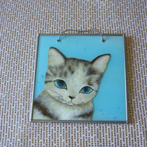 猫さんオーナメント(ガラス絵風・しましま猫さん） タペストリー