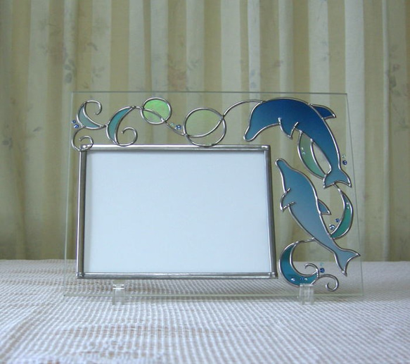 ガラスのフォトフレーム（イルカ９） 3枚目の画像