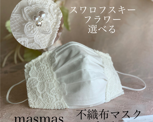 確認用 49 マスクカバー ラメ糸 レース 不織布 ハンドメイド 手編み