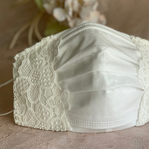 再販❤️小花レース スワロフスキー付き選べるモチーフ 不織布マスク