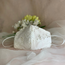 シルク❤️イタリア製ハートの花びらエンブロイダリー❤️スワロフスキー不織布カバー透けるか選べる❤️結婚式　リゾート 7枚目の画像