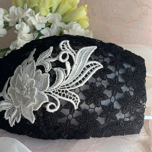 華麗❤️立体薔薇レースビジュ❤️高級小花ケミカルレース