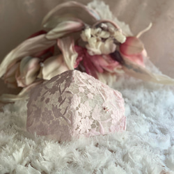 再販❤️スワロ♡ローズ付❤️桜咲く❤️スイス高級レース　不織布マスクカバー❤️透ける選択❤️結婚式　母の日　プレゼントに 3枚目の画像