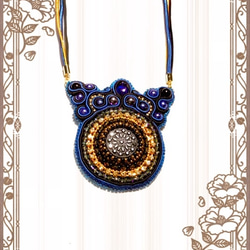 フランス ヴィンテージボタンのミッドナイトネックレス soutache 6枚目の画像