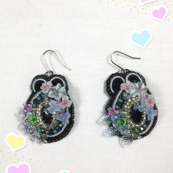 パステルカラーのお花のピアス soutache 3枚目の画像