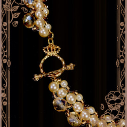 アースカラーとゴールドのネックレス    soutache  bead stitch 3枚目の画像