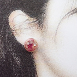 晶瑩　玫瑰乾燥花✕Swarovski　樹脂加工耳夾　Tenshinranman's Rosemantic空郵台灣5-7 第5張的照片