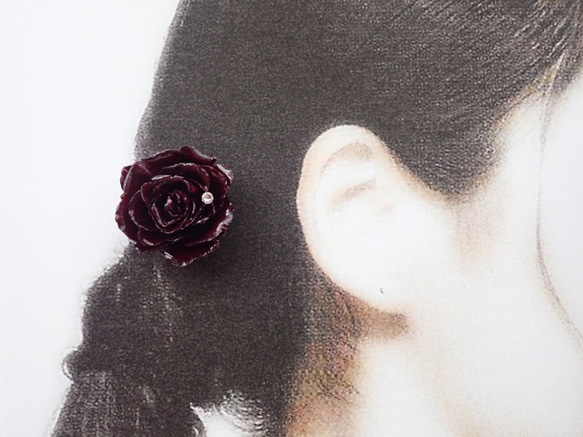 Rosemellia　玫瑰乾燥花✕Swarovski　樹脂加工　馬尾扣／髮鉤　❊空郵台灣5-7天 第7張的照片