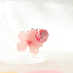 桜ハンドメイド2021　本物の桜✕京和紙ボール　ポニークリップ 1枚目の画像