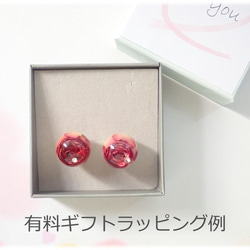日本傳統紅葉色　玲瓏　玫瑰乾燥花✕施華洛世奇　樹脂加工耳環　珍珠後耳扣　❊空郵台灣5-7天 第8張的照片