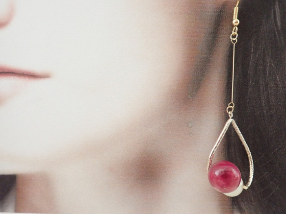 薔薇之露　玫瑰花蕾✕日本空氣珍珠　寶珠耳環　耳針可轉耳夾　❊空郵台灣5-7天 第7張的照片