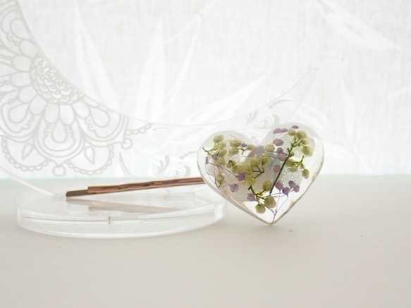♡送料無料　お花いっぱい　プリザーブドフラワーのヘアゴム・ポニークリップ・ヘアピン 4枚目の画像