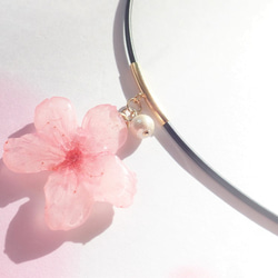 櫻美人　本物のお花✕コットンパール　スタイネックレス 2枚目の画像