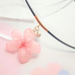 櫻美人　本物のお花✕コットンパール　スタイネックレス 3枚目の画像
