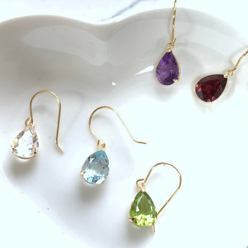 K18 天然石ピアス ピアス（フック・チェーン） ayu＿gem 通販｜Creema ...