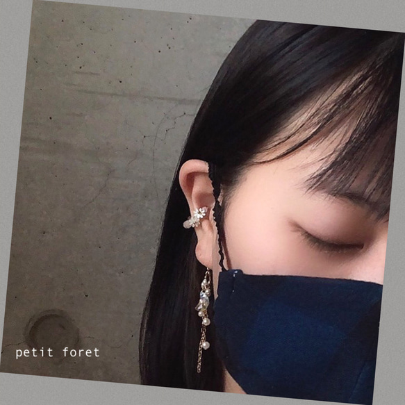 「マーガレット」ホワイトシェル　リングカフ、ear clip、foop earring 清純派！ 2枚目の画像