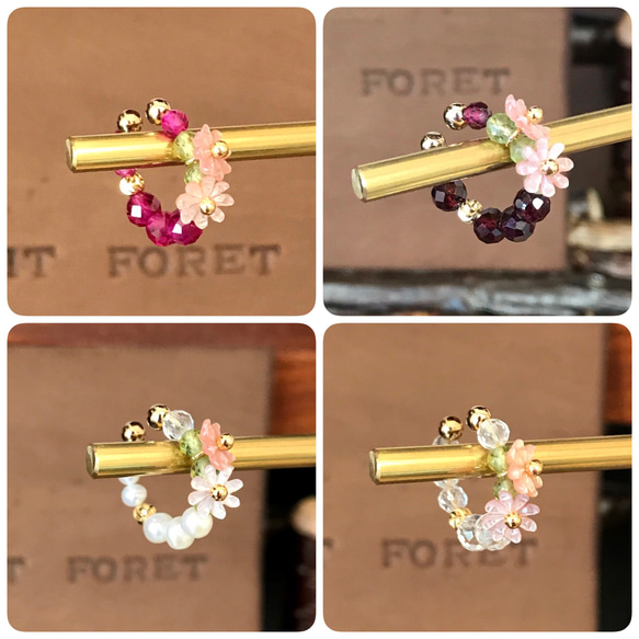 「マーガレット」ピンクシェル　リングカフ、ear clip、foop earring 妖艶派！花　flower 4枚目の画像