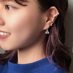 【LINE】淡水パール version rectangle Ear cuff・Ear clip k14gf 9枚目の画像