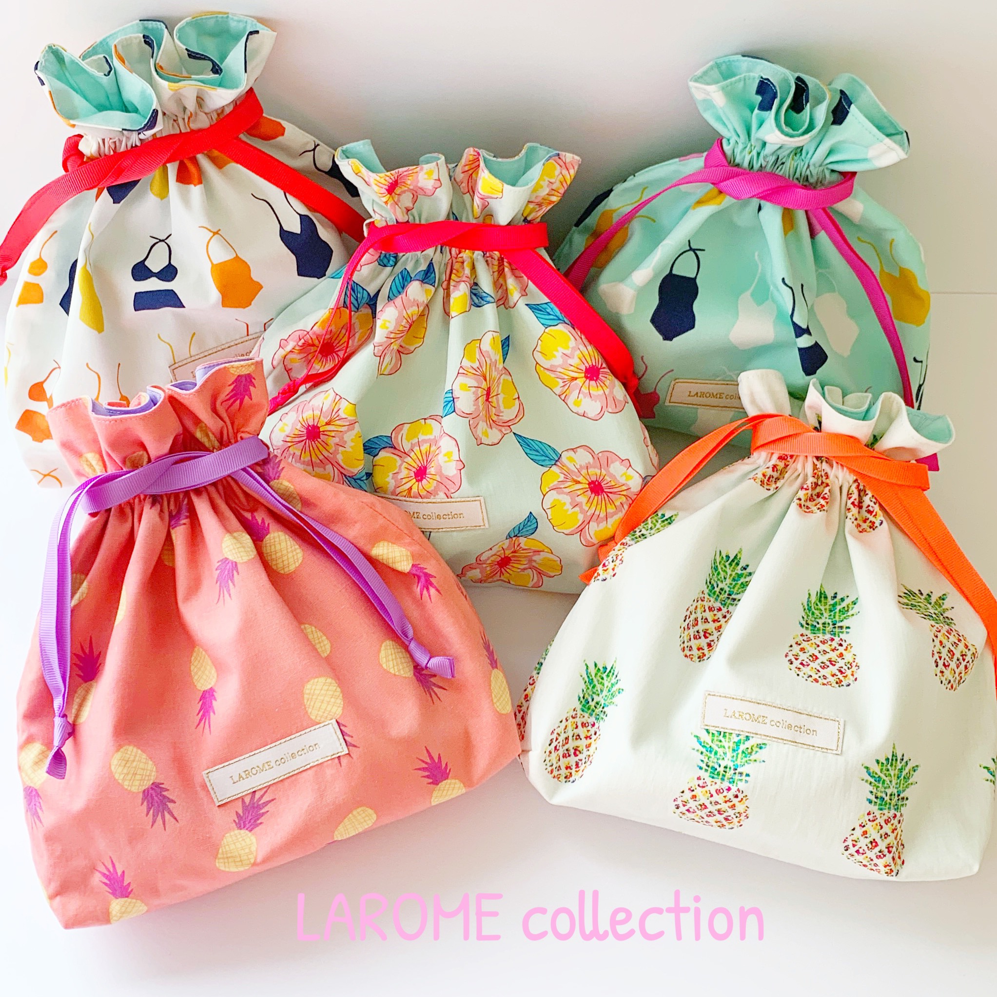 新品未使用 夏 フルーツ スイカ パイナップル フラミンゴ 巾着
